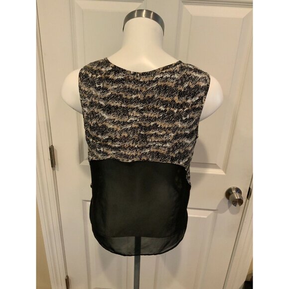 Rag & Bone Tan/Black/White Wavy Print Lightweight Tank Top, Size XS - Picture 4 of 5